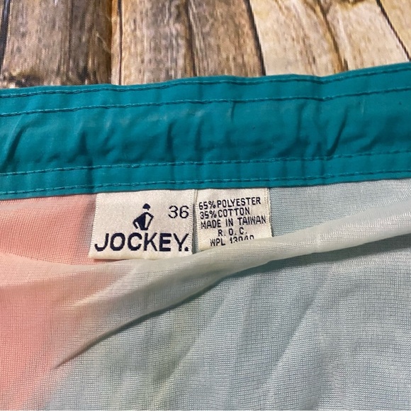 Vintage 70’s Jockey Orange Green Striped Brief Lined Swim Trunks Shorts - Picture 7 of 7